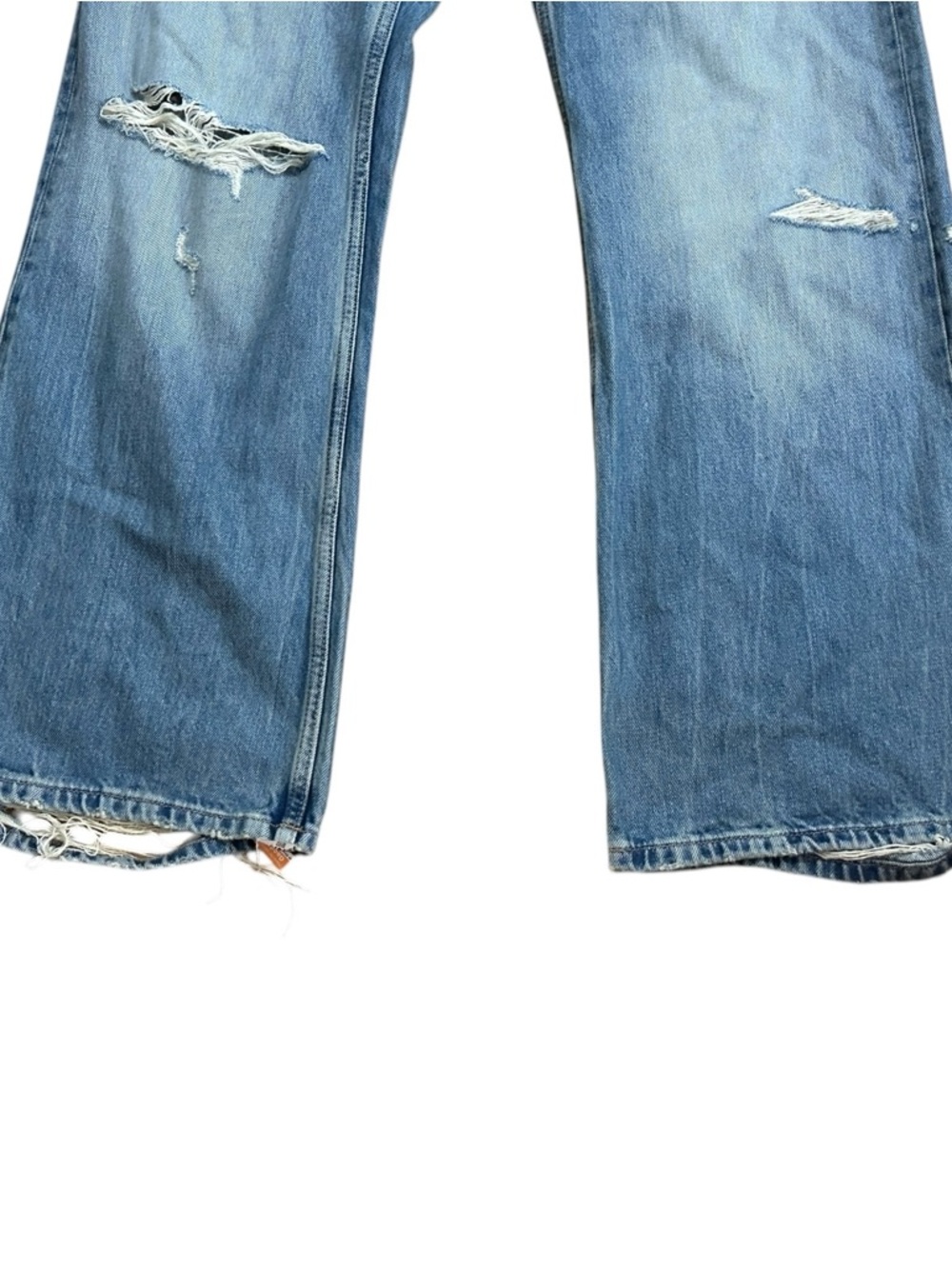 Zara The Boyfriend Ripped Mid-Rise Distressed Relaxed Jeans Sz 6 Waist 15 inches - Picture 5 of 16